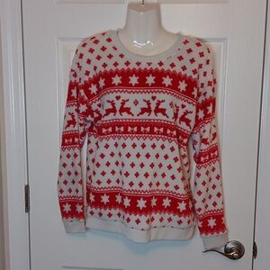 Holiday Time Women's M Classic Christmas Sweater Soft Cozy Red White